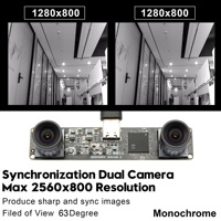 Cámara Estéreo de Doble Lente 800P 120fps, Monocromática, Obturador Global Sincrónico, Cámara USB de Doble Lente sin Distorsión
