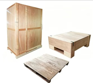 Boîte en bois solide pliable sur mesure avec base en palette |   Caisse d'expédition et palette d'exportation empilables sans clous, démontables - Product Image 6