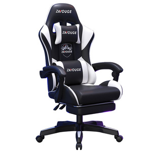 Sillas de juego reclinables ajustables grises ejecutivas con función de masaje <span class=keywords><strong>Silla</strong></span> de juego de elevación ergonómica con reposapiés - Product Image 1