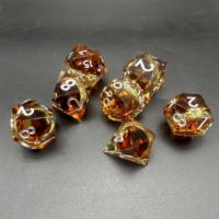 Ensemble de dés en résine LOTR Brown Ring - Dés polyédriques RPG en forme de lame pour D&D, Dungeons & Dragons, coffret cadeau