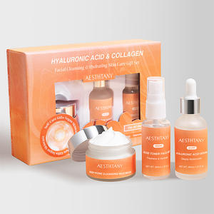 Aesthtany nemlendirici parlatıcı gençleştirici çamur maskesi & Toner ve Serum hediye kutusu hyaluronik asit kollajen Vegan yüz 3 adet bakım seti - Product Image 1