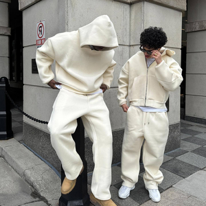 <span class=keywords><strong>Felpa</strong></span> con Cappuccio e <span class=keywords><strong>Zip</strong></span> <span class=keywords><strong>Nera</strong></span> in Poliestere e Cotone Ricamata Oversize da <span class=keywords><strong>Uomo</strong></span> Y02 - Ingrosso Fabbrica OEM per SA - Product Image 4