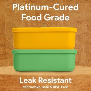 Silicone Reusable Food Meal Prep Storage Container 3 <b>Compartment</b> Fruit Silicone Preservation Kids <b>Lunch</b> <b>Box</b> Food Storage Silicon - Product Image 3