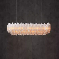 Sélénite Cristal Suspension Lampe Décoration Hôtel Bar Bureau Décorations Rectangulaire Sélénite Salle À Manger Lustre