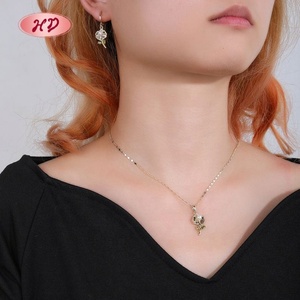 Conjuntos de Joyería de Moda, Circonita Cúbica AAA, Chapado en Oro de 18K, Collar y Aretes de Latón con Forma de Corazón, Conjuntos Modernos para Mujer, para Bodas, Fiestas y Uso Diario - Product Image 3
