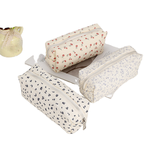 Sac de rangement portable en toile écologique de haute qualité, trousse à crayons à motifs, simple, pour fille, avec fermeture éclair, grande capacité, pour voyage - Product Image 1