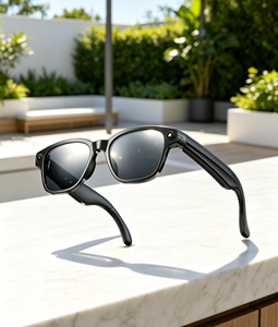 L081Smart <b>Glasses</b> Black Plastic Titanium Frame Dual <b>Camera</b> Phone Call Function Type C Charging - Product Image 1