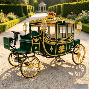 Chariot royal classique doré à chevaux, élégant transport de mariage, chariot de princesse pour défilé et photographie - Product Image 1