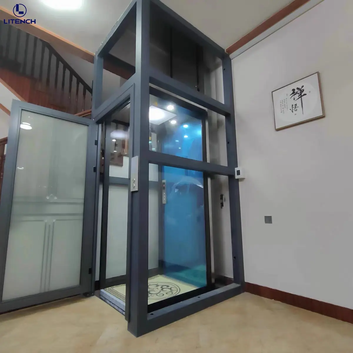 Luxury Stainless Steel Cabin Home Lift 3 Floors House Residential Elevator For Person