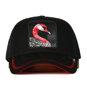 Cappello all'ingrosso nuovo stile 5 pannello 100% cotone fattoria camionista in maglia stile hip hop stile ricamo gorras cappello animale