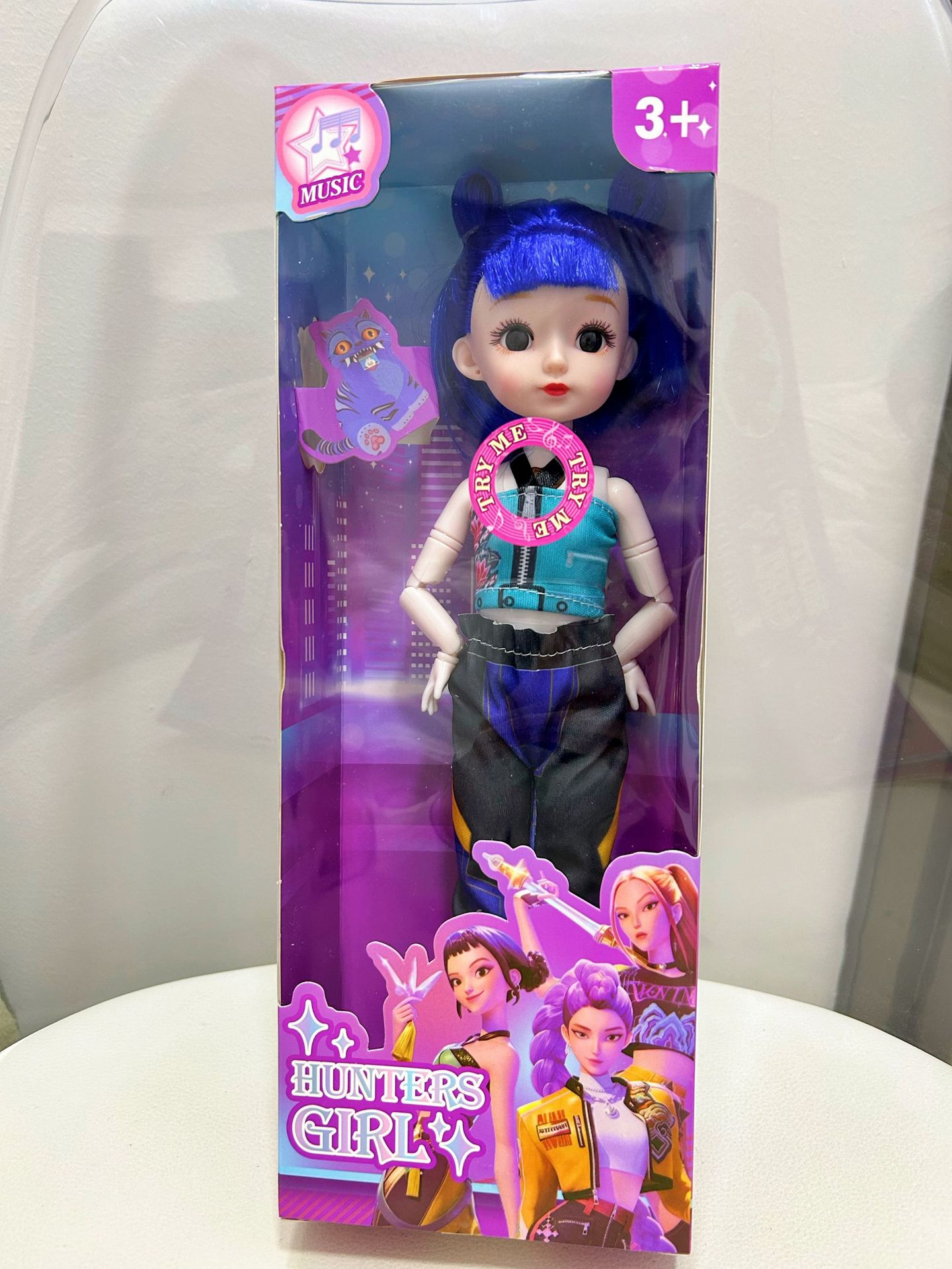 12-inch 3d eye light music blue-haired single figure