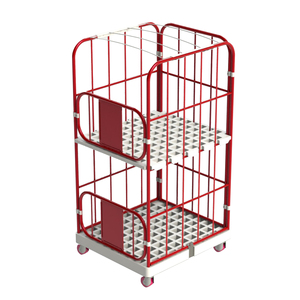 Chariot logistique industriel robuste en métal avec panier en treillis métallique et roues pour entrepôt et usine - Product Image 1