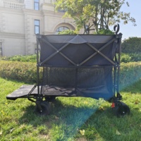 Chariots de camping d'extérieur, remorques utilitaires de plage, chariots pliants à double étage, chariots de transport pliables pour bagages