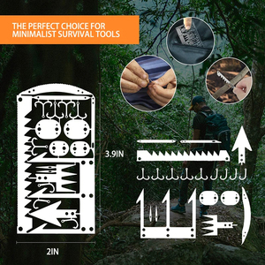 Outil de survie en plein air, carte multifonctionnelle portable, équipement de survie d'urgence avec crochets barbelés pour la chasse, la pêche, le camping - Product Image 4