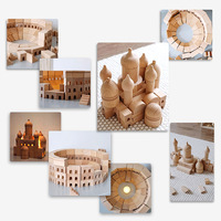 Bloques de Construcción de Madera con Cristales - Piezas Grandes, Juguete Educativo para Niños de 2 a 6 Años, Diseño de Castillo de Ensueño y Romano, Ensamblado a Mano, Unisex