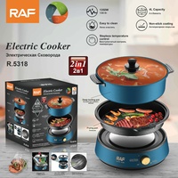 Maison 2 en 1 poêle à frire électrique multifonction antiadhésive BBQ Grill poêle marmite électrique poêles à frire