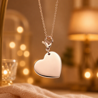 Pendentif Cœur en Acier Inoxydable Poli Miroir pour Bijoux, Breloque DIY à Graver avec Fermoir Mousqueton