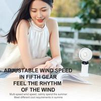 Ventilateur électrique portatif, mini ventilateur pliable à suspendre au cou, 5 vitesses, rechargeable par USB, avec écran LED, 1800mAh
