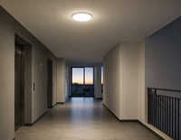Plafonnier LED rond à capteur de mouvement, design moderne et écoénergétique, intensité variable, avec couvercle en acrylique pour intérieur