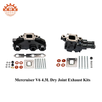 Colector de escape de junta seca y elevador de hierro fundido para Mercruiser V6 4.3L, kits de colector y elevador Mercruiser V6