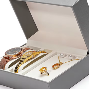 Hot Sale Protective Rectangle <b>Watch</b> Box Necklace Ring Jewelry Set Flip PU Leather <b>Watch</b> Gift Box for Packaging - Product Image 1