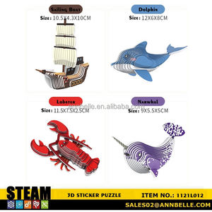 <span class=keywords><strong>Puzzle</strong></span> <span class=keywords><strong>3D</strong></span> autocollant, <span class=keywords><strong>puzzle</strong></span> <span class=keywords><strong>3D</strong></span> d'animaux marins, <span class=keywords><strong>puzzle</strong></span> d'animaux marins, baleine bleue, requin, dauphin, <span class=keywords><strong>bateau</strong></span>, homard, poisson-clown, narval - Product Image 5