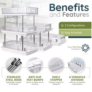 Organiseurs de rangement multifonctionnels de haute qualité pour la maison et la cuisine, organiseurs sous l'évier à 3 niveaux, étagères et supports de rangement - Product Image 3