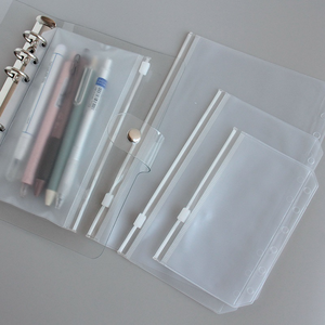 A5 Mattierte PVC-Klarsicht-Budgetmappe 6-Loch Geldtasche Dokumentenorganizer Reißverschluss-Ordner Umschlagtasche Plastik-Einstecktaschen - Product Image 5