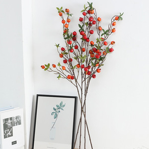 Rama de Granada Artificial, Color Rojo Anaranjado, Pequeña Flor de Seda, Decoración para el Hogar, Decoración Navideña, Impermeable - Product Image 4