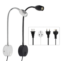 Sunssy moderne prise directe lampe de lecture applique murale à bascule interrupteur marche/arrêt Flexible lampe de chevet AC100-240V LED salon