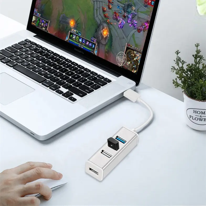 Usb 3.0 Hub 4 Ports For Macbook And Imac And Surface Pro And Notebook Pc And Usb Flash Drives And Mobile Hdd And More