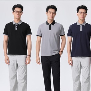 Men Cotton Anti-static Short Sleeve Polo Shirt Gray Blue Black Navy Summer Workwear With Label Tags - Product Image 1