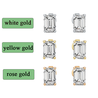 Boucles d'oreilles en or massif 10 carats 14 carats 1ct D VS1 taille émeraude IGI Lab Grown Diamond Stud Boucles d'oreilles pour femmes