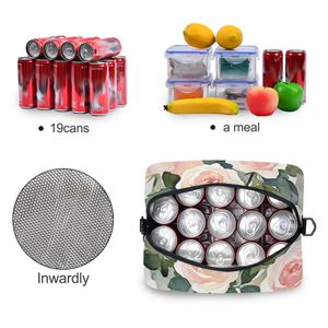 Floral <b>Insulated</b> <b>Lunch</b> Bag Portable Cooler Tote Zipper <b>Lunch</b> <b>Box</b> Bag for Office School Travel - Product Image 4
