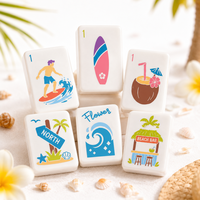 Jeu de Mahjong américain en acrylique massif, 166 tuiles, sur le thème du paradis de la plage et du surf, avec planche de surf et tortue, OEM sur mesure