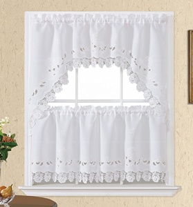 Bindi di lusso europeo elegante bordo del fiore <span class=keywords><strong>tende</strong></span> da cucina <span class=keywords><strong>con</strong></span> ricami di Rose e pizzo - Product Image 1
