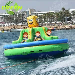 Màu Xanh Lá Cây Disco Thuyền 0.9 Mm Bạt PVC Thể Thao Dưới Nước Và Giải Trí Inflatable Towable Ống UFO Inflatable Disco Thuyền Pulpo