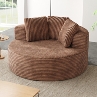 En stock, Canapé de salon moderne marron, Chaise individuelle ronde marron en mousse compressée sous vide