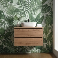 Meuble-lavabo de salle de bain moderne flottant style ferme, avec vasque en dalle, construction en contreplaqué massif, écologique, résistant à l'eau, pour usage hospitalier