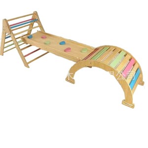 Structure d'escalade en bois pour enfants, 45,3 pouces, équipement d'éducation précoce trois en un pour enfants de 2 à 4 ans - Product Image 2