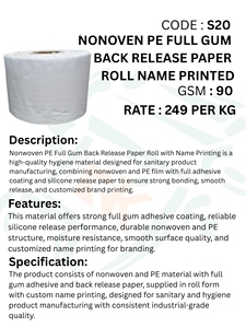 Premium Nonwoven PE Full Gum Back Release <b>Paper</b> <b>Roll</b> with Custom Name Printing High Strength Adhesive Liner for Hygiene Product - Product Image 5