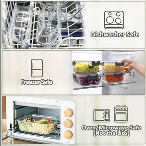 Contenedor <span class=keywords><strong>de</strong></span> Vidrio para Almacenamiento <span class=keywords><strong>de</strong></span> Alimentos al por Mayor con Tapa Hermética <span class=keywords><strong>de</strong></span> Plástico, Libre <span class=keywords><strong>de</strong></span> BPA, Apto para <span class=keywords><strong>Microondas</strong></span>, Rectangular, Tipo Bento - Product Image 2