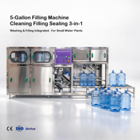 Machine automatique de lavage, remplissage et bouchage de bouteilles d'eau de 3,5 gallons pour ligne d'embouteillage d'eau pure et minérale en usine