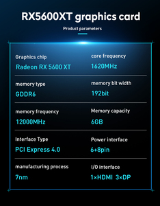 การ์ดจอ Radeon 5600XT 6G PCI 4.0 GDDR6 Rx5600 6 การ์ดแสดงผลวีดีโอ Vga สำหรับเล่นเกมบนเดสก์ท็อปพีซี 5600 GPU มือสอง RX 5600 XT Radeon 5600XT 6 - Product Image 2