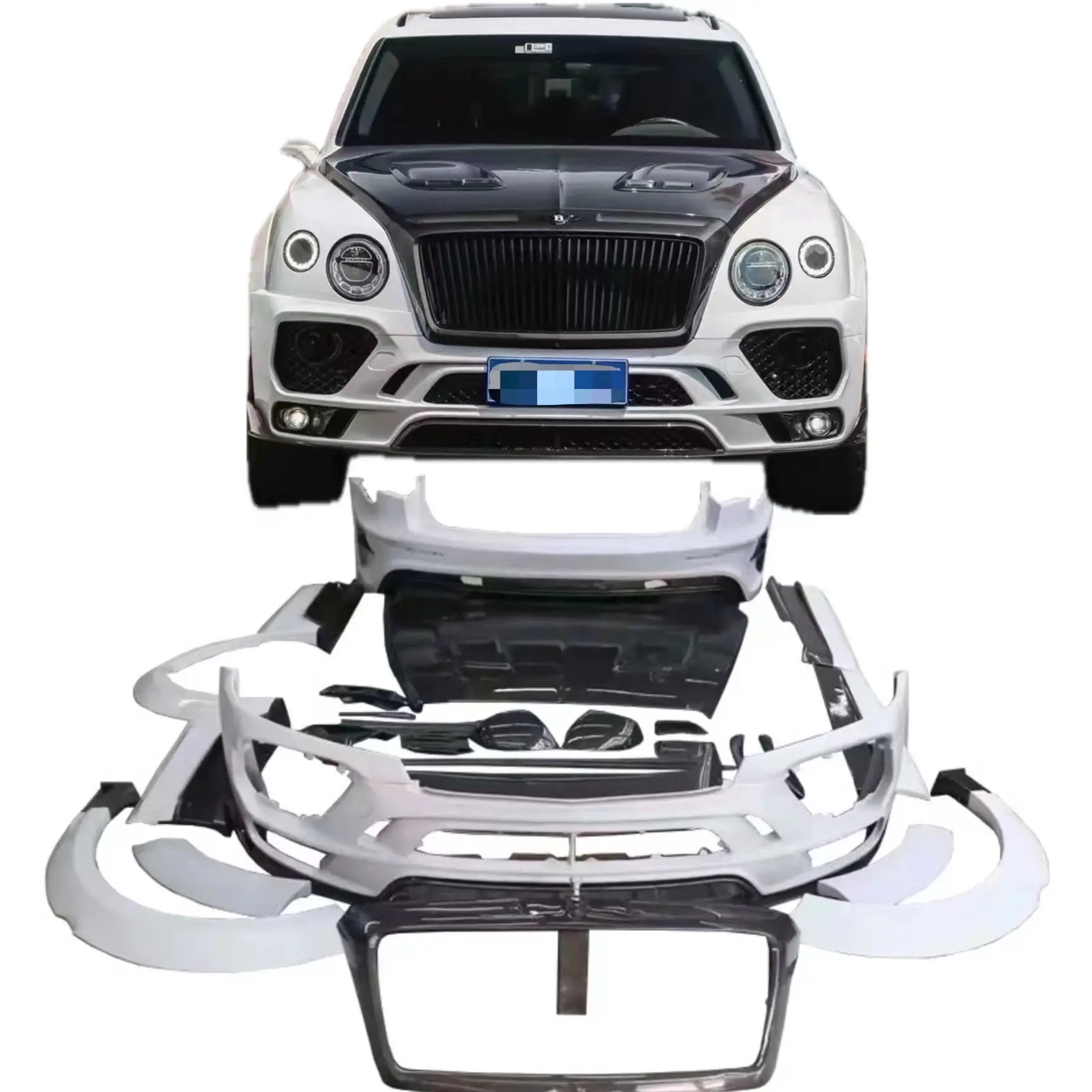 Body Kit M Style für Bentley Bentayga Carbon Fiber Mix Fiberglas Wide Bumper Motorhaube Heckspoiler