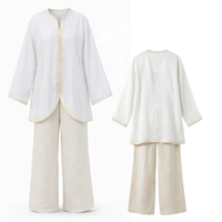 Ensembles de vêtements modestes en lin pour femmes musulmanes, tenues de mode islamique, ensemble 2 pièces