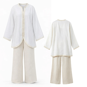 Cloth Basics Linen Fashion Outfits Musulmane Modest <strong>Clothes</strong> 2 Piece Set Ensembles Femmes Islamic Clothing Muslim Women's Sets - Product Image 2