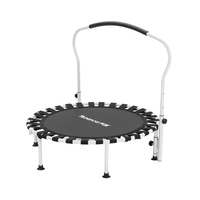 Trampoline d'exercice rond pour enfants, hauteur réglable, barre de maintien, trampoline rebondissant