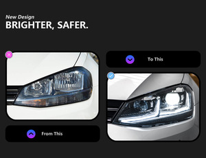 Per <span class=keywords><strong>Volkswagen</strong></span> <span class=keywords><strong>Golf</strong></span> <span class=keywords><strong>7.5</strong></span> 2017-2021 MK7.5: Fari LED DRL potenziati con indicatori di direzione, gruppo ottico modificato, accessori auto - Product Image 2