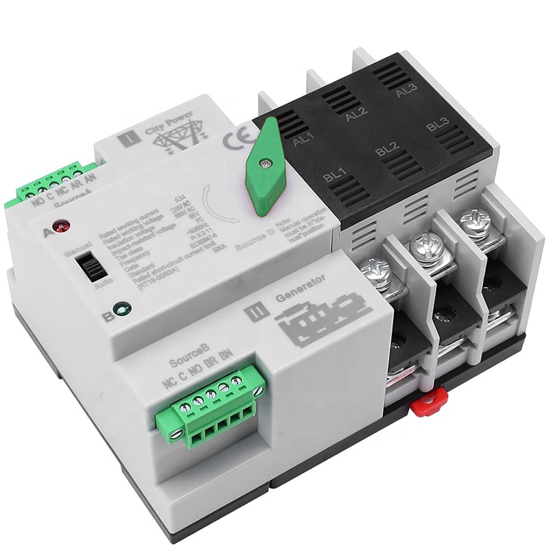 Dual Power Transfer Switch Automatic Transfer Switch 110V 100A - Dual Power Generator Switch With 35mm Rail Mount 100A ATS Transfer Switch